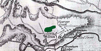 Molivers Wood shown in green on Jeffrey's map of 1765